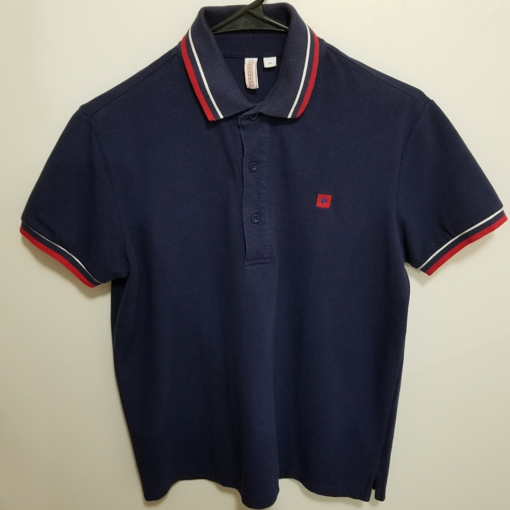 Penshoppe Short Sleeve Pique Polo Shirt Navy Blue Men's Size Small